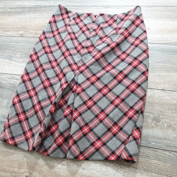 The Limited Womens 28" Waist Skirt ZRed Gray Plaid Wool Size 0 Lined Winter - Picture 9 of 10